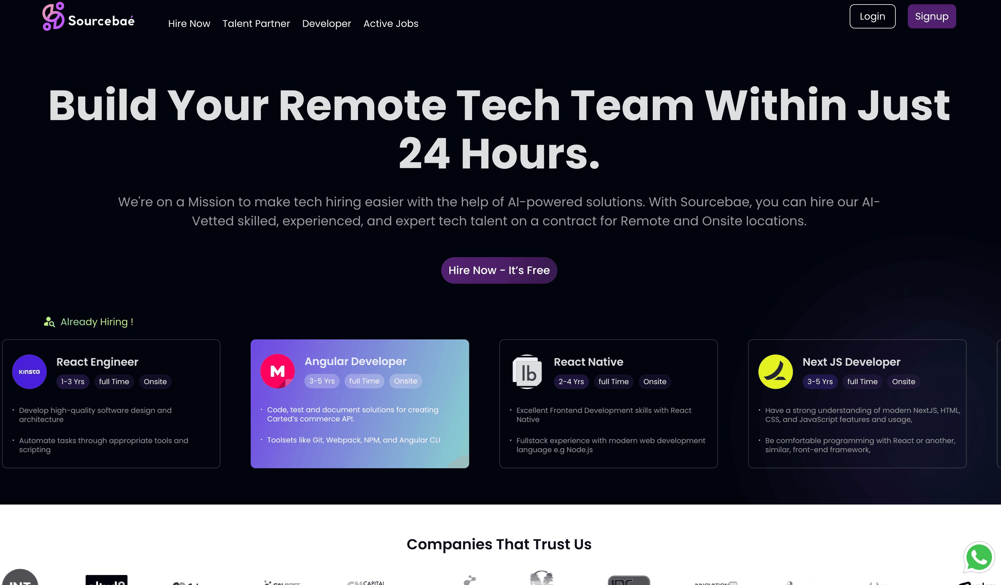 SourceBae user interface